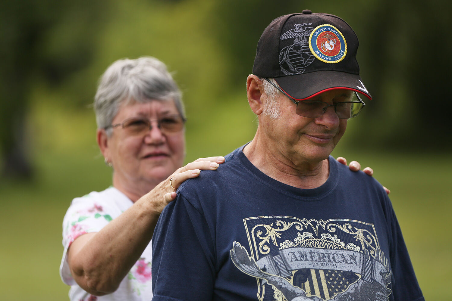 Myrna Baasch massages her husband Dennis’s shoulders during the massage section